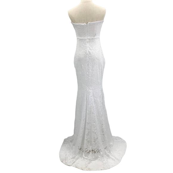 LULU'S XS Passionate Charisma White Lace Strapless Mermaid Maxi Dress B135 - Picture 4 of 10
